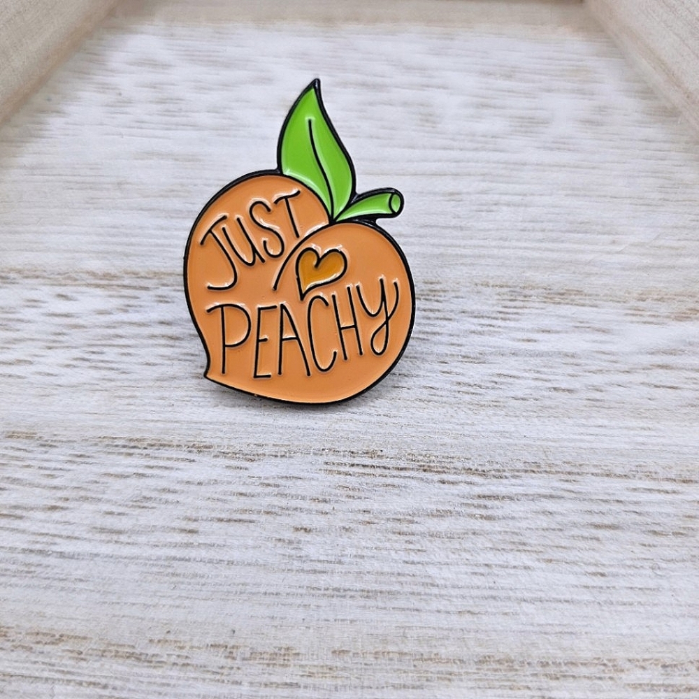 Just Peachy Enamel Lapel Pin Backpack Tote Bag Jacket Gift